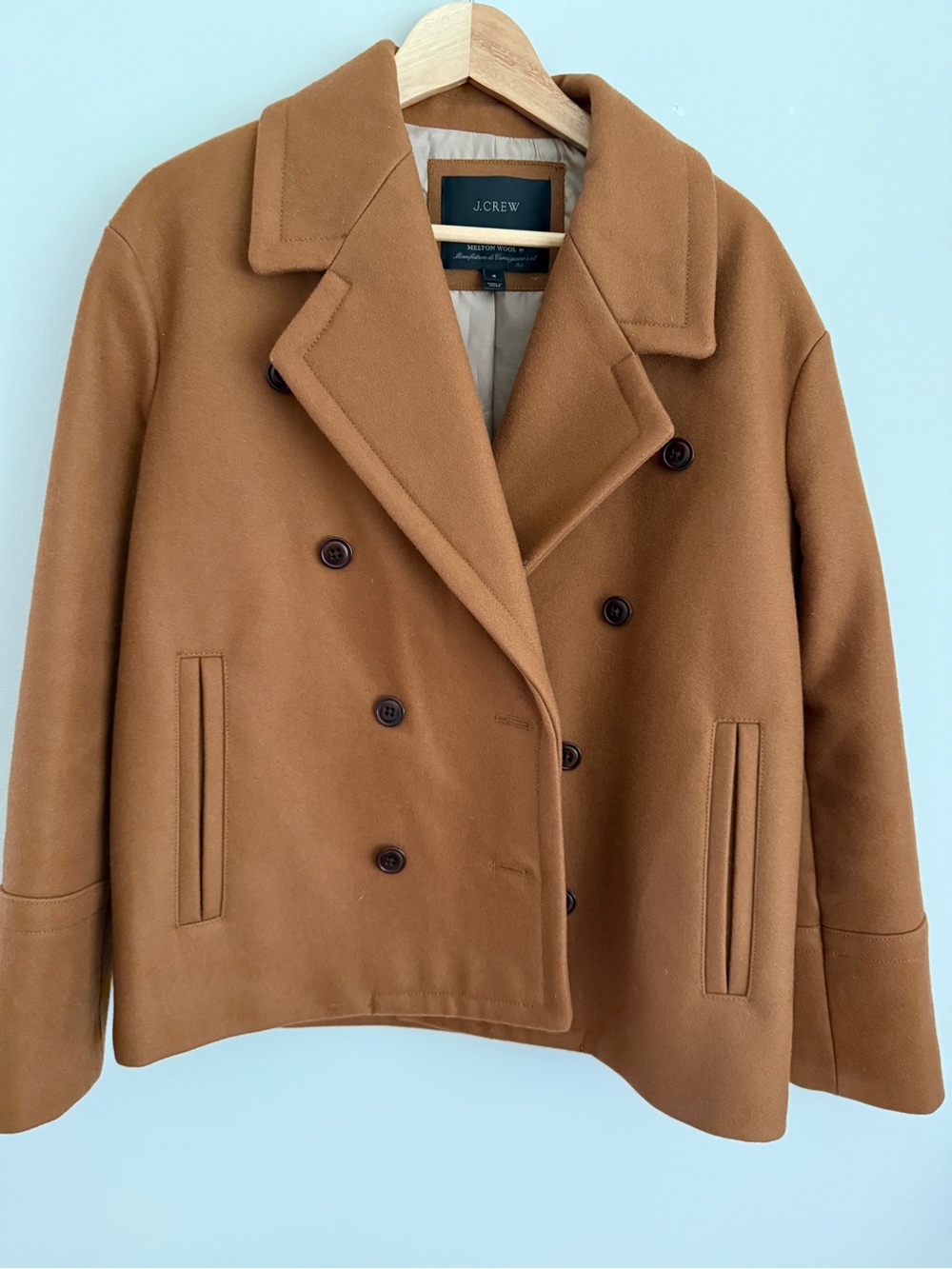 J. Crew Double-Breasted Peacoat in Camel Brown